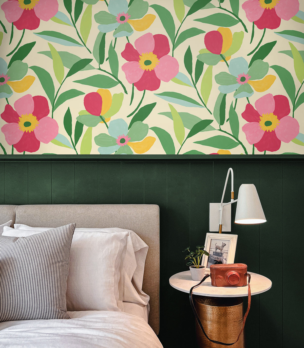 Garden Block Floral Vinyl Wallpaper