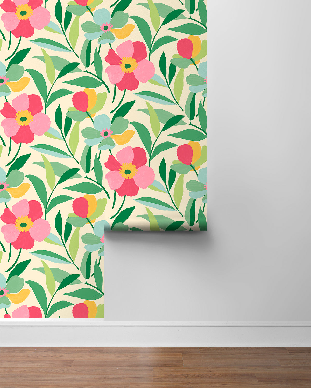 Garden Block Floral Vinyl Wallpaper