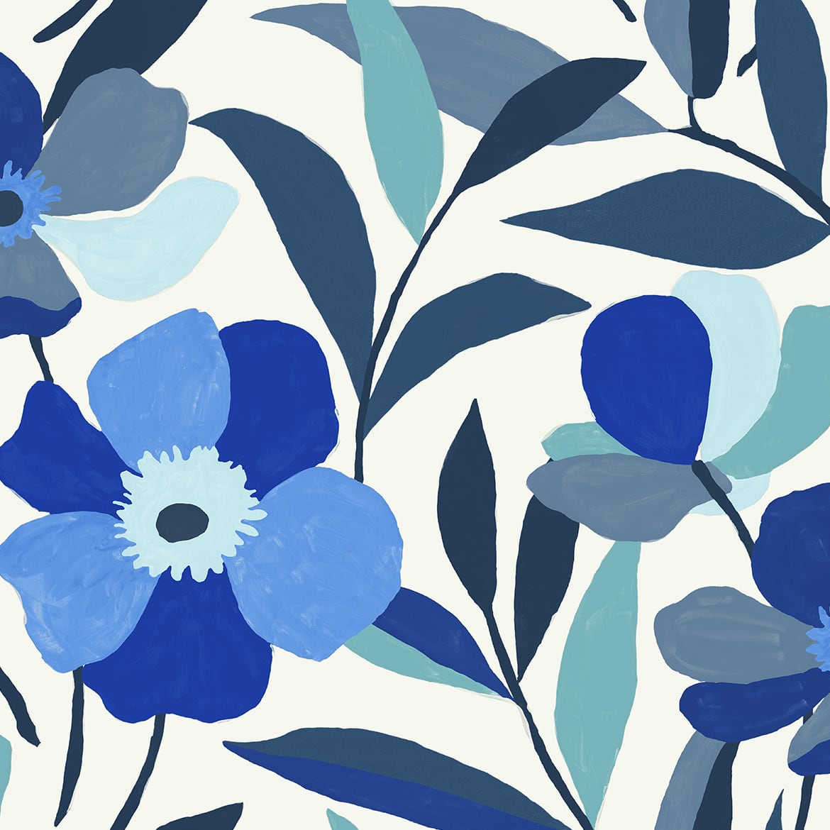 Garden Block Floral Vinyl Wallpaper