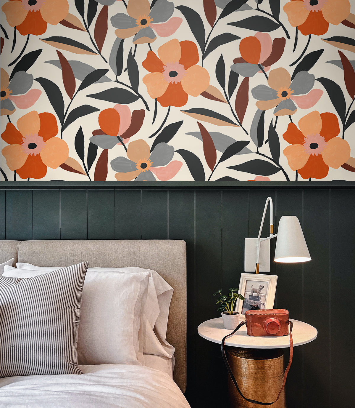 Garden Block Floral Vinyl Wallpaper