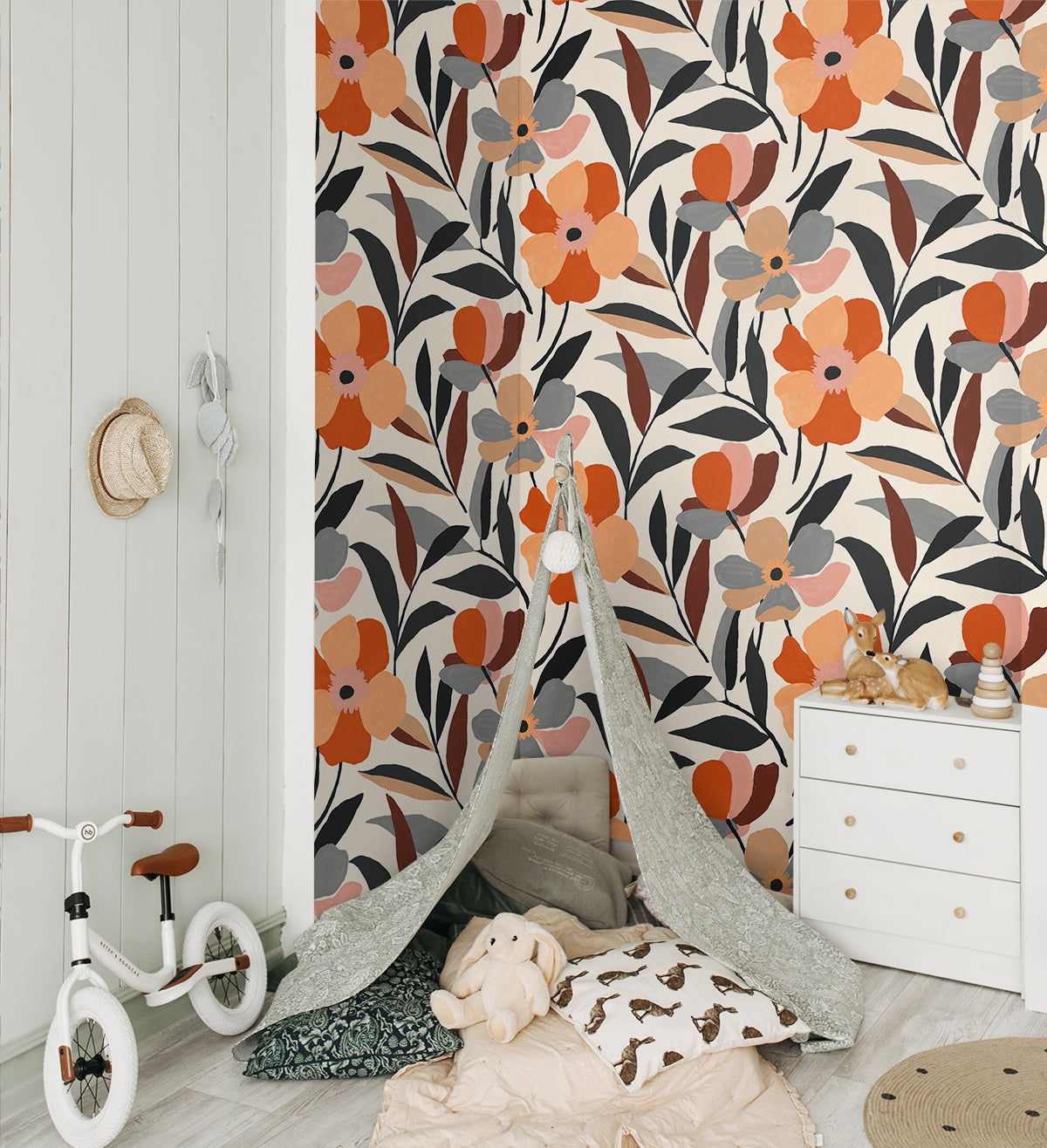 Garden Block Floral Vinyl Wallpaper