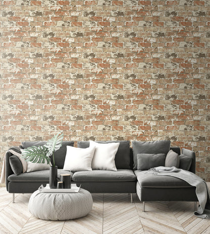 Weathered Brick Vinyl Wallpaper