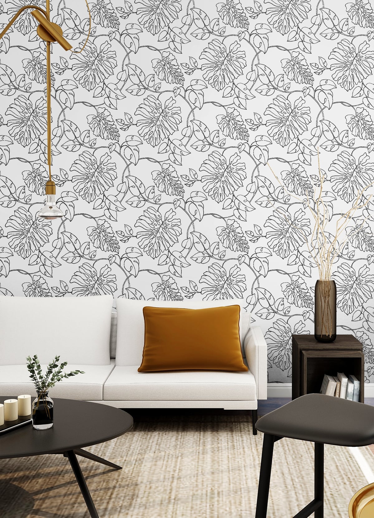 Tropical Linework Vinyl Wallpaper