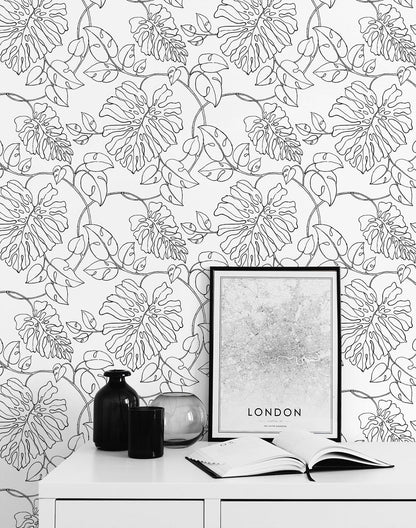 Tropical Linework Vinyl Wallpaper