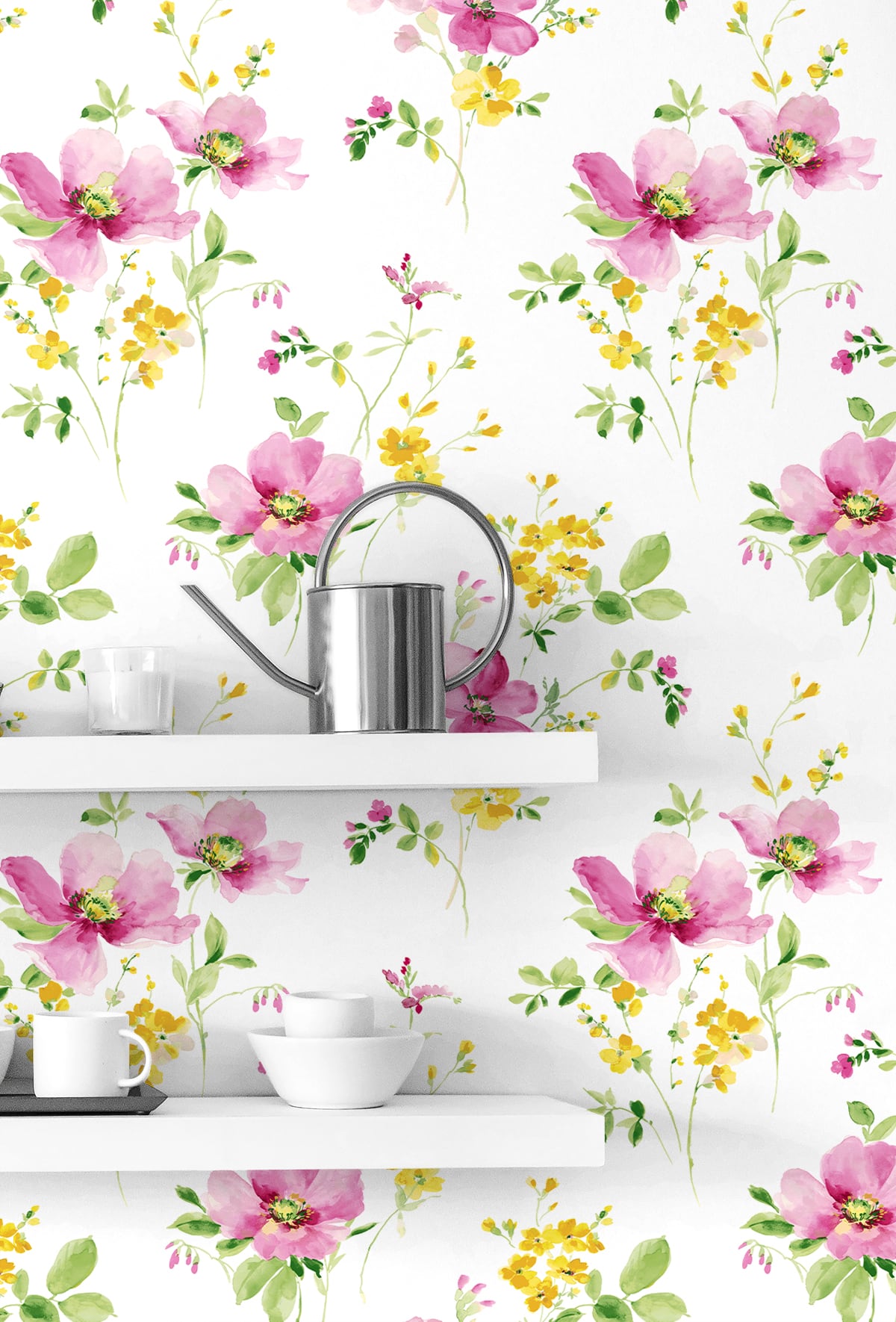 Watercolor Windflower Vinyl Wallpaper