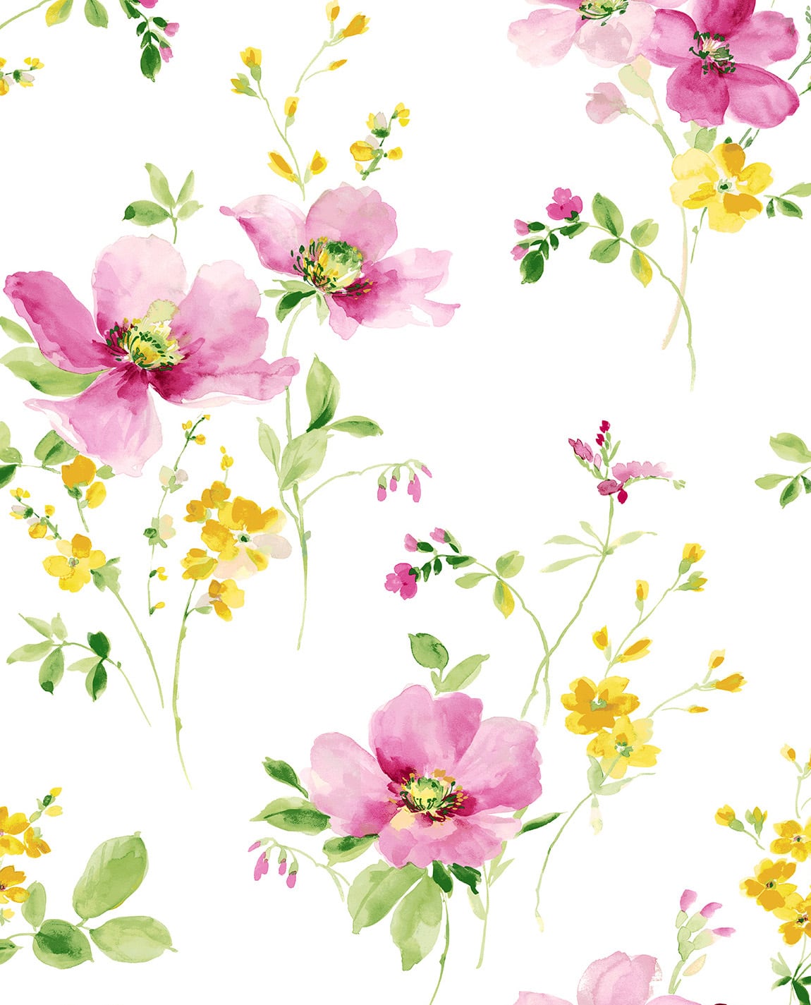 Watercolor Windflower Vinyl Wallpaper