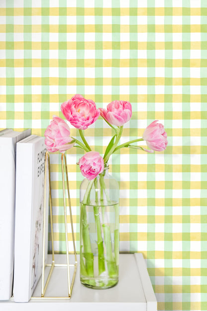 Spring Plaid Vinyl Wallpaper