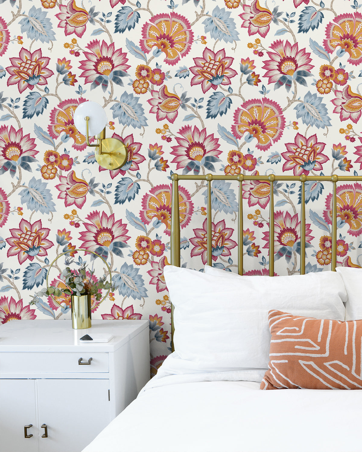 Jacobean Blossom Floral Vinyl Wallpaper