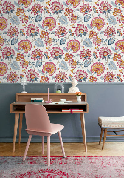 Jacobean Blossom Floral Vinyl Wallpaper