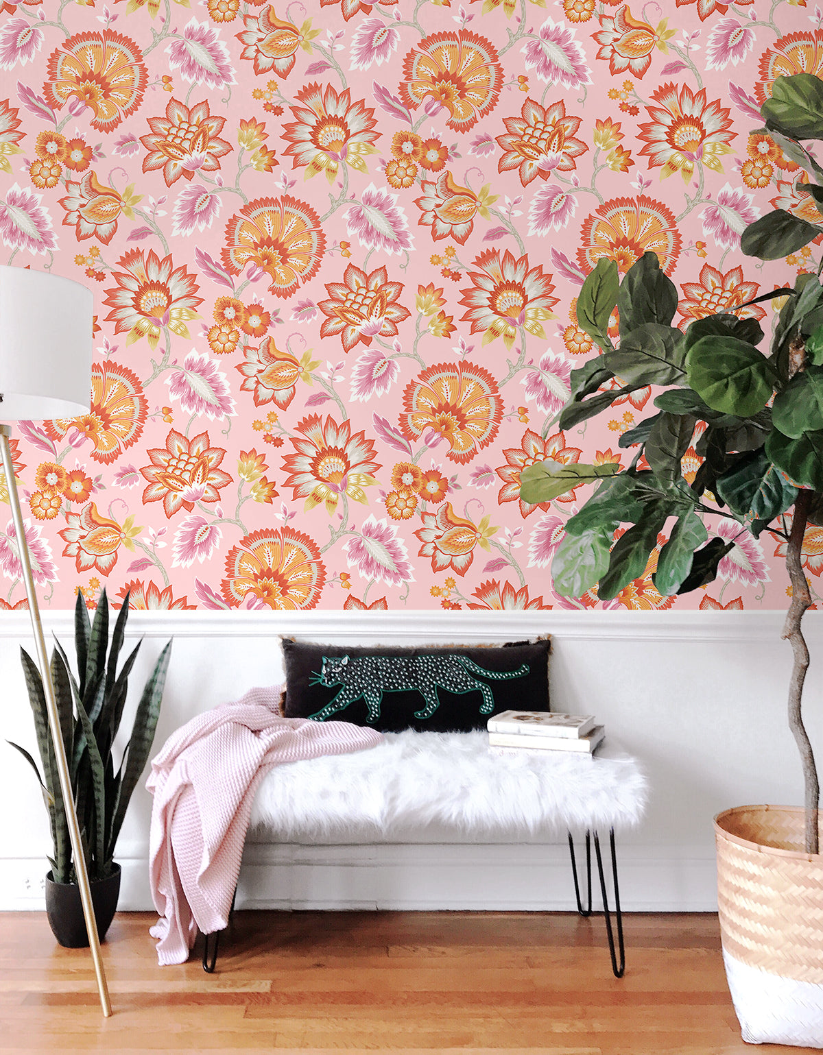 Jacobean Blossom Floral Vinyl Wallpaper