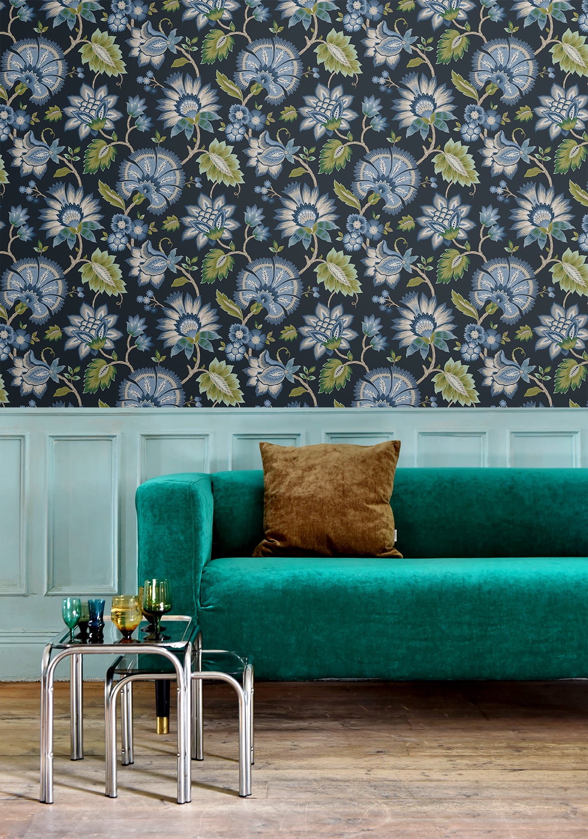 Jacobean Blossom Floral Vinyl Wallpaper