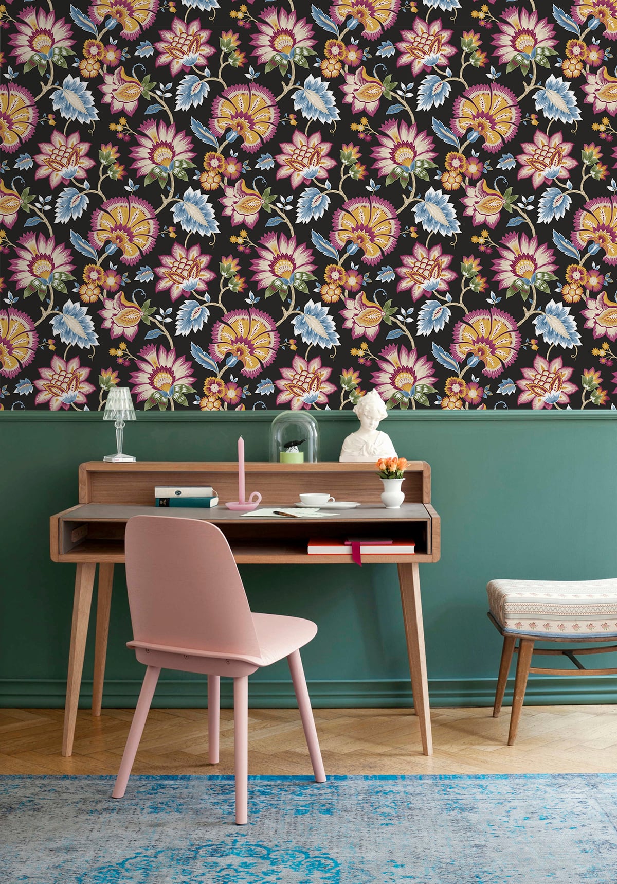 Jacobean Blossom Floral Vinyl Wallpaper