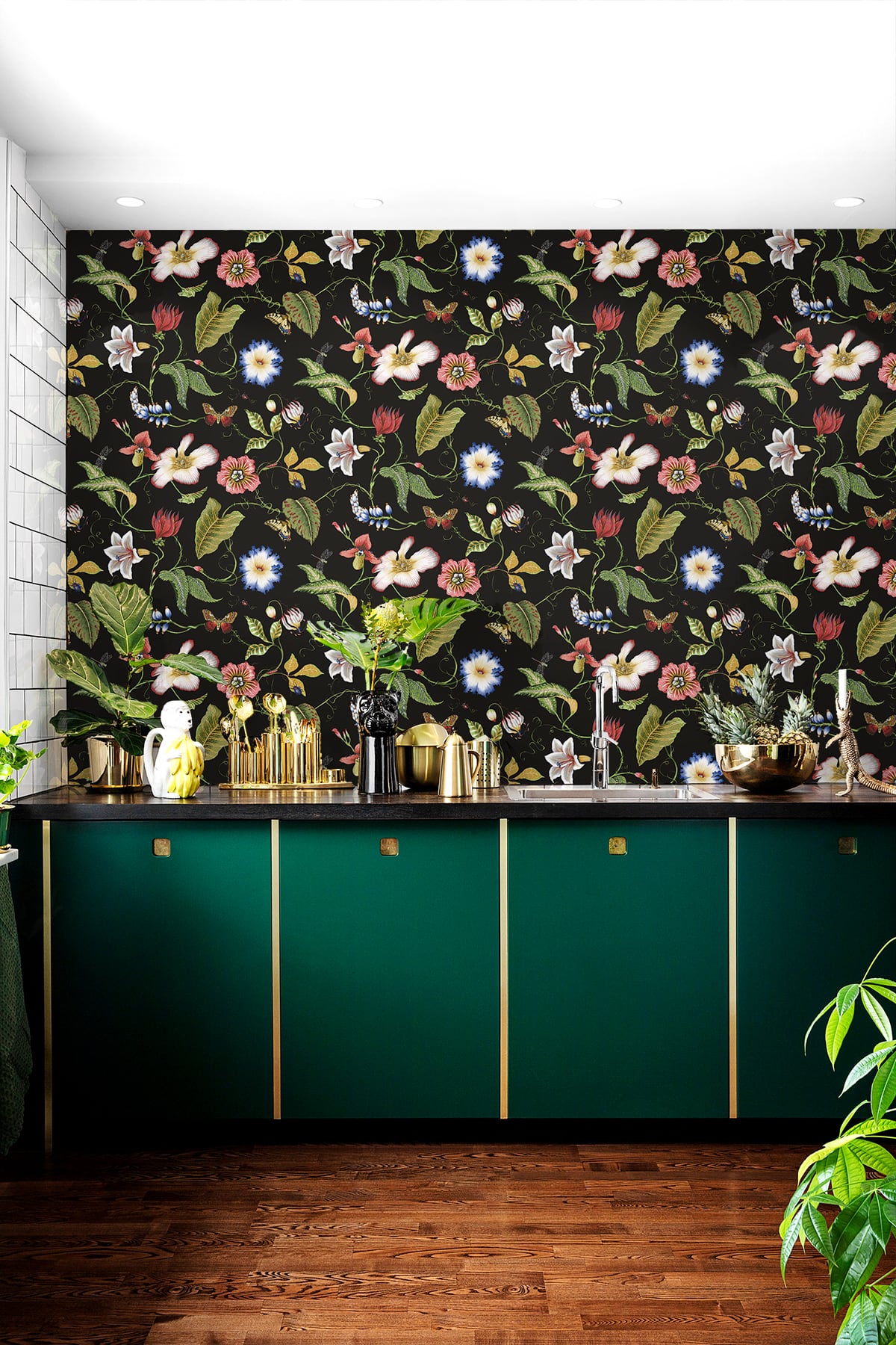 Summer Garden Floral Vinyl Wallpaper