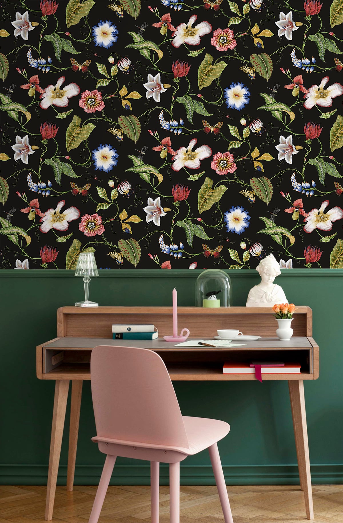 Summer Garden Floral Vinyl Wallpaper