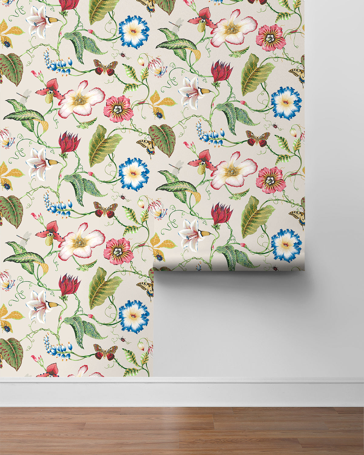 Summer Garden Floral Vinyl Wallpaper