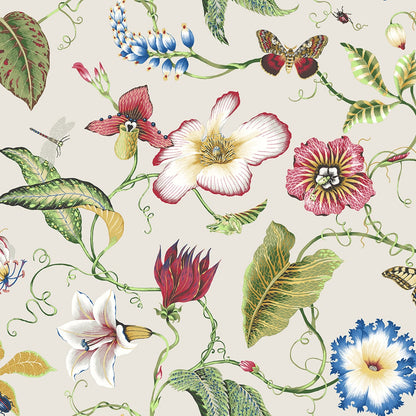 Summer Garden Floral Vinyl Wallpaper