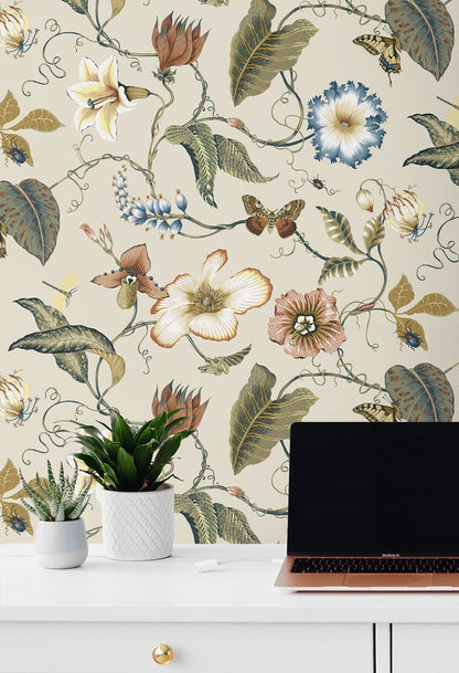 Summer Garden Floral Vinyl Wallpaper