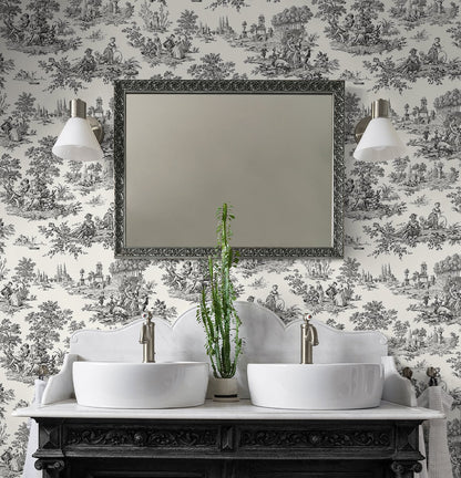 Chateau Toile Vinyl Wallpaper