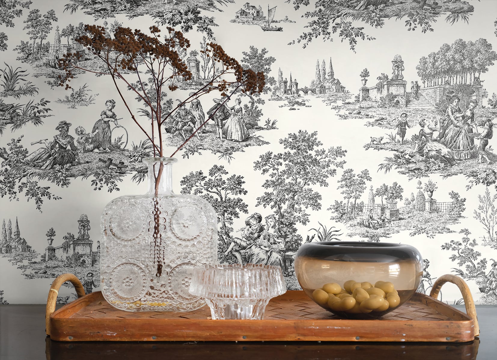 Chateau Toile Vinyl Wallpaper