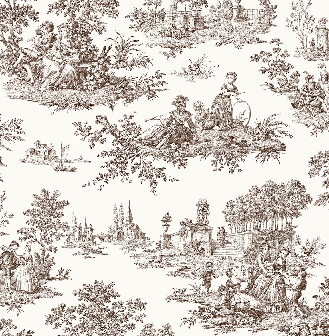 Chateau Toile Vinyl Wallpaper