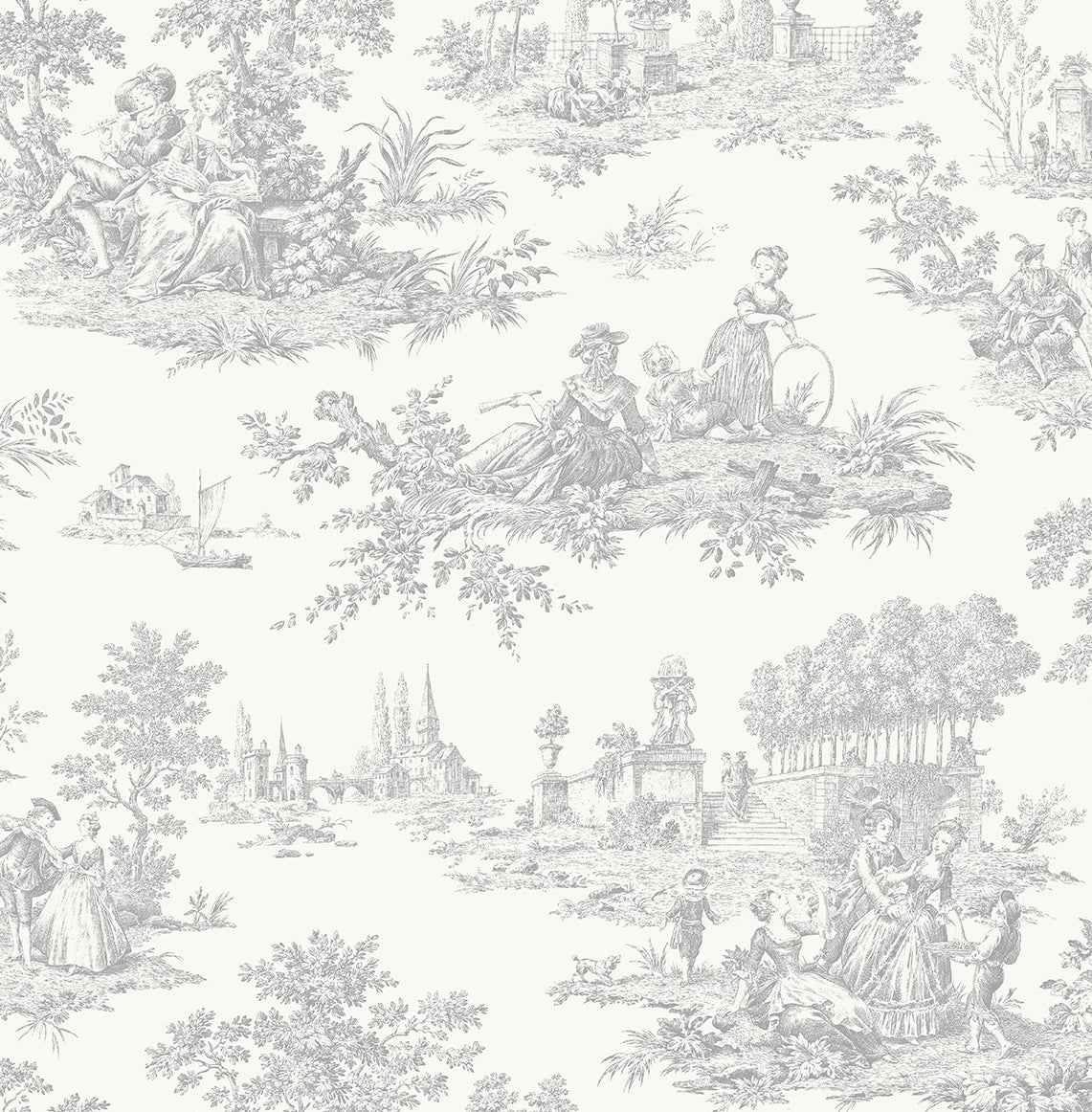 Chateau Toile Vinyl Wallpaper