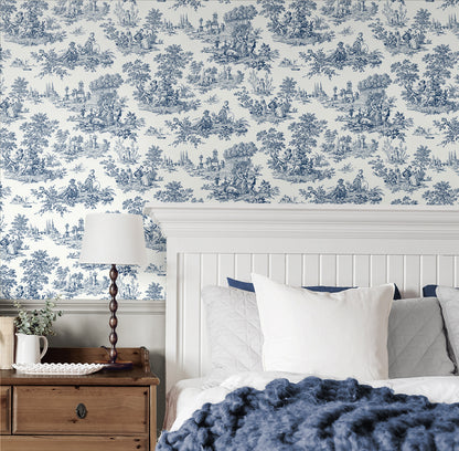 Chateau Toile Vinyl Wallpaper