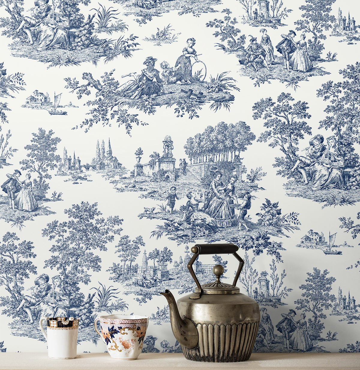 Chateau Toile Vinyl Wallpaper