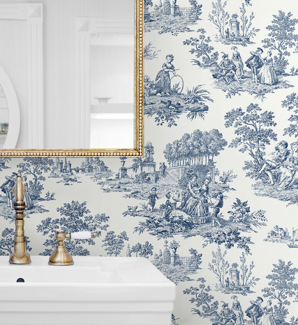 Chateau Toile Vinyl Wallpaper