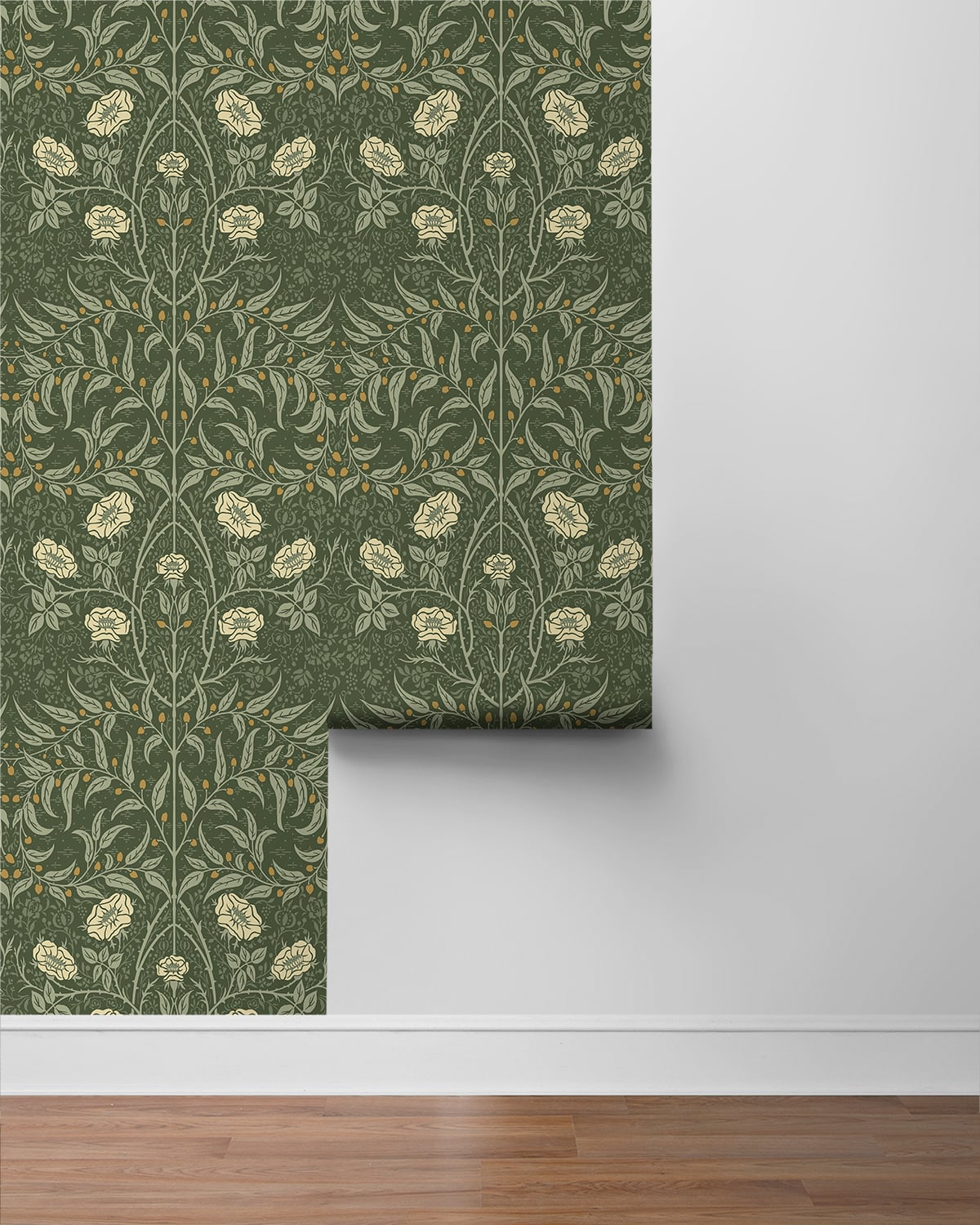 Stenciled Floral Vinyl Wallpaper