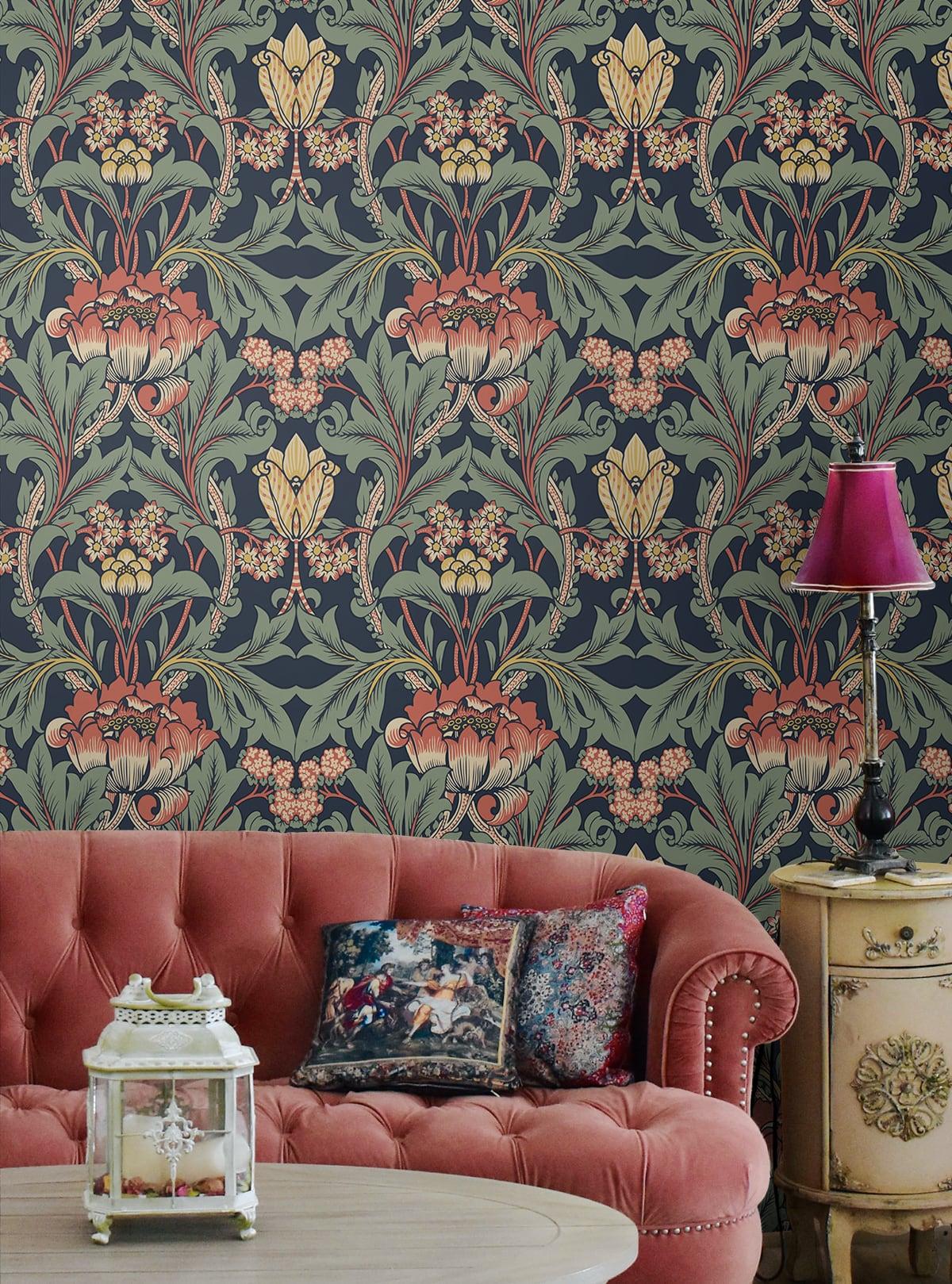 Primrose Floral Vinyl Wallpaper