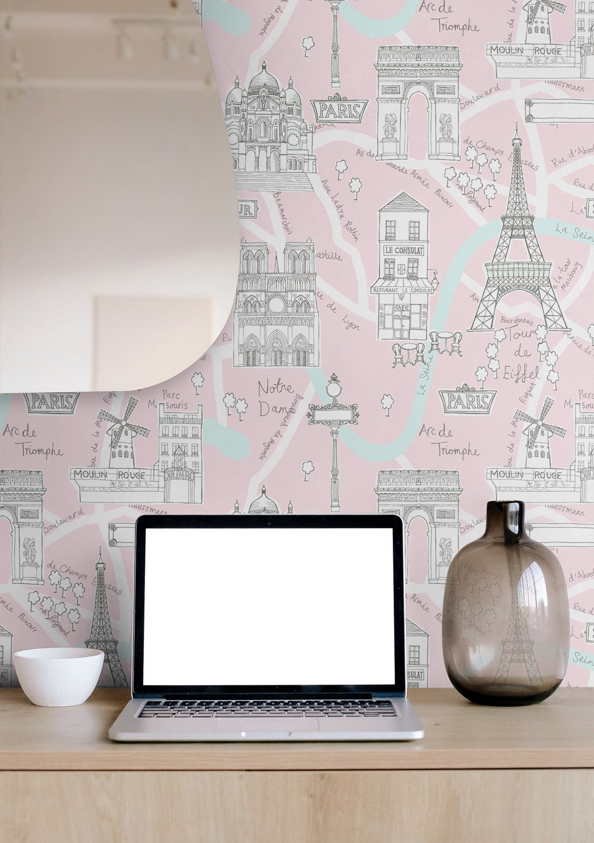 Paris Scene Vinyl Wallpaper