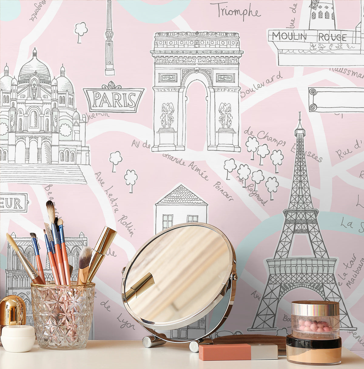 Paris Scene Vinyl Wallpaper