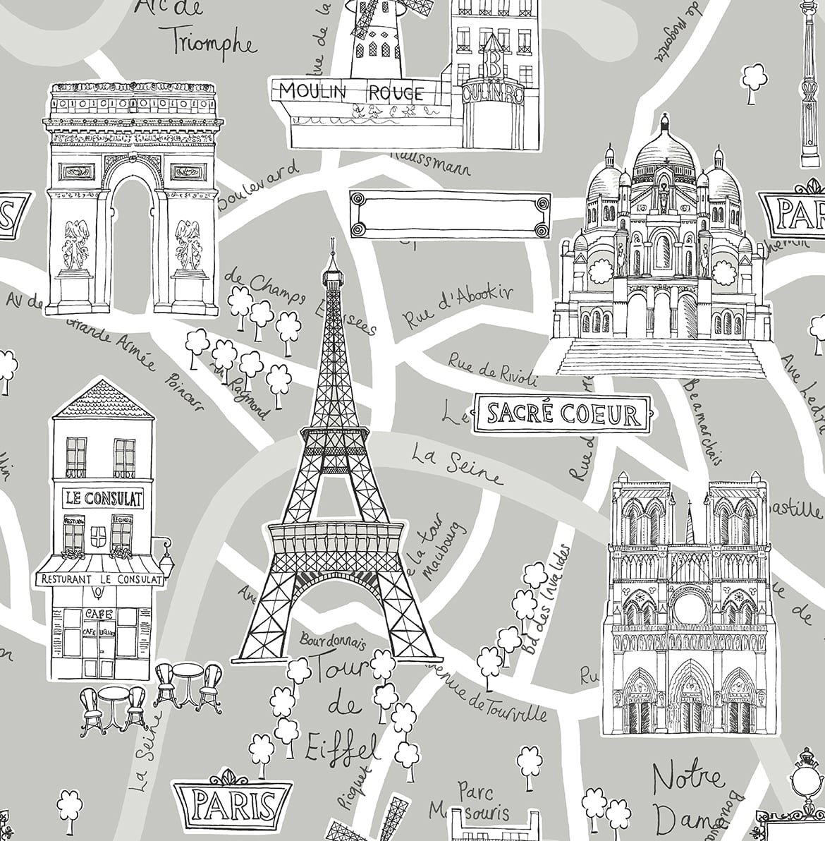 Paris Scene Vinyl Wallpaper