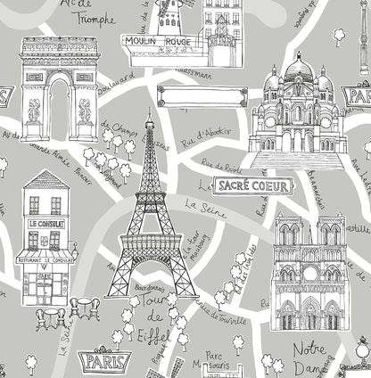 Paris Scene Vinyl Wallpaper