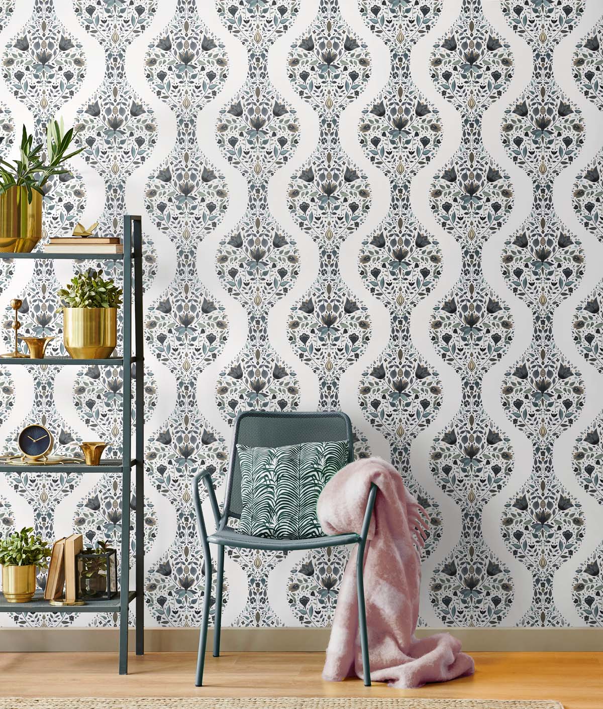 Floral Ogee Vinyl Wallpaper