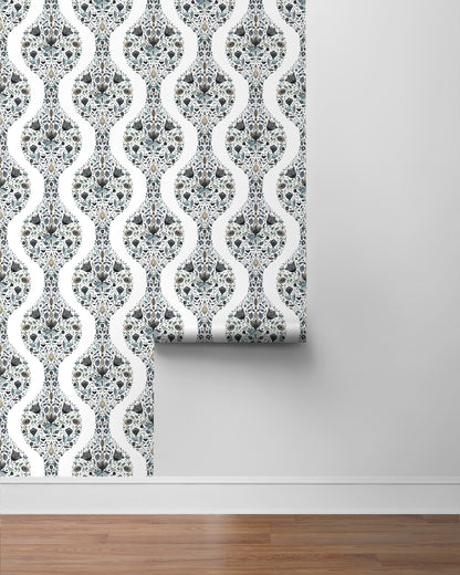 Floral Ogee Vinyl Wallpaper