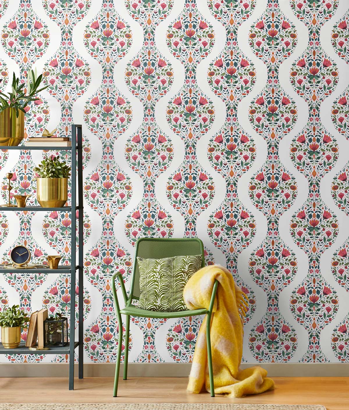 Floral Ogee Vinyl Wallpaper