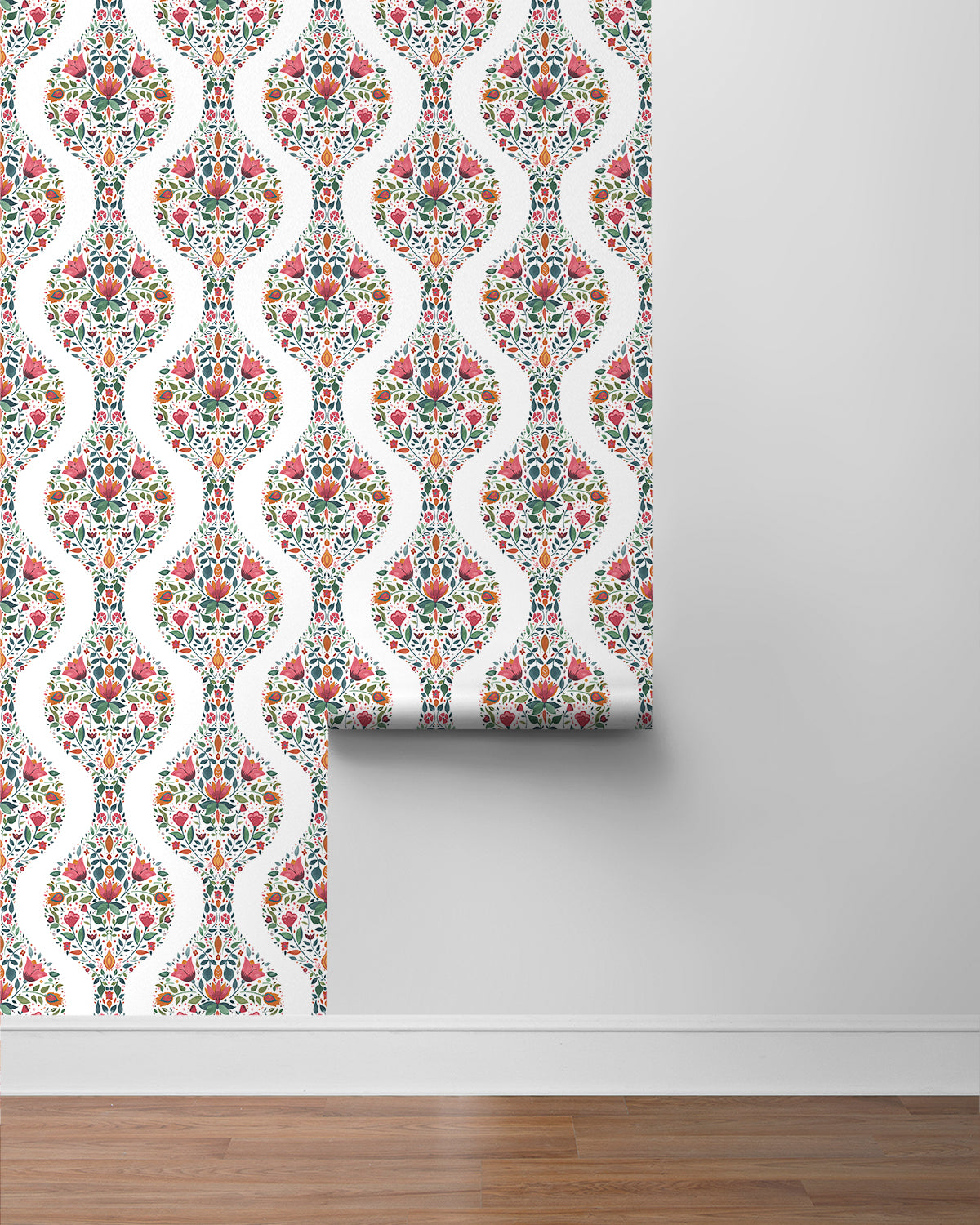 Floral Ogee Vinyl Wallpaper