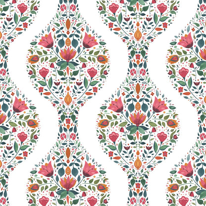 Floral Ogee Vinyl Wallpaper