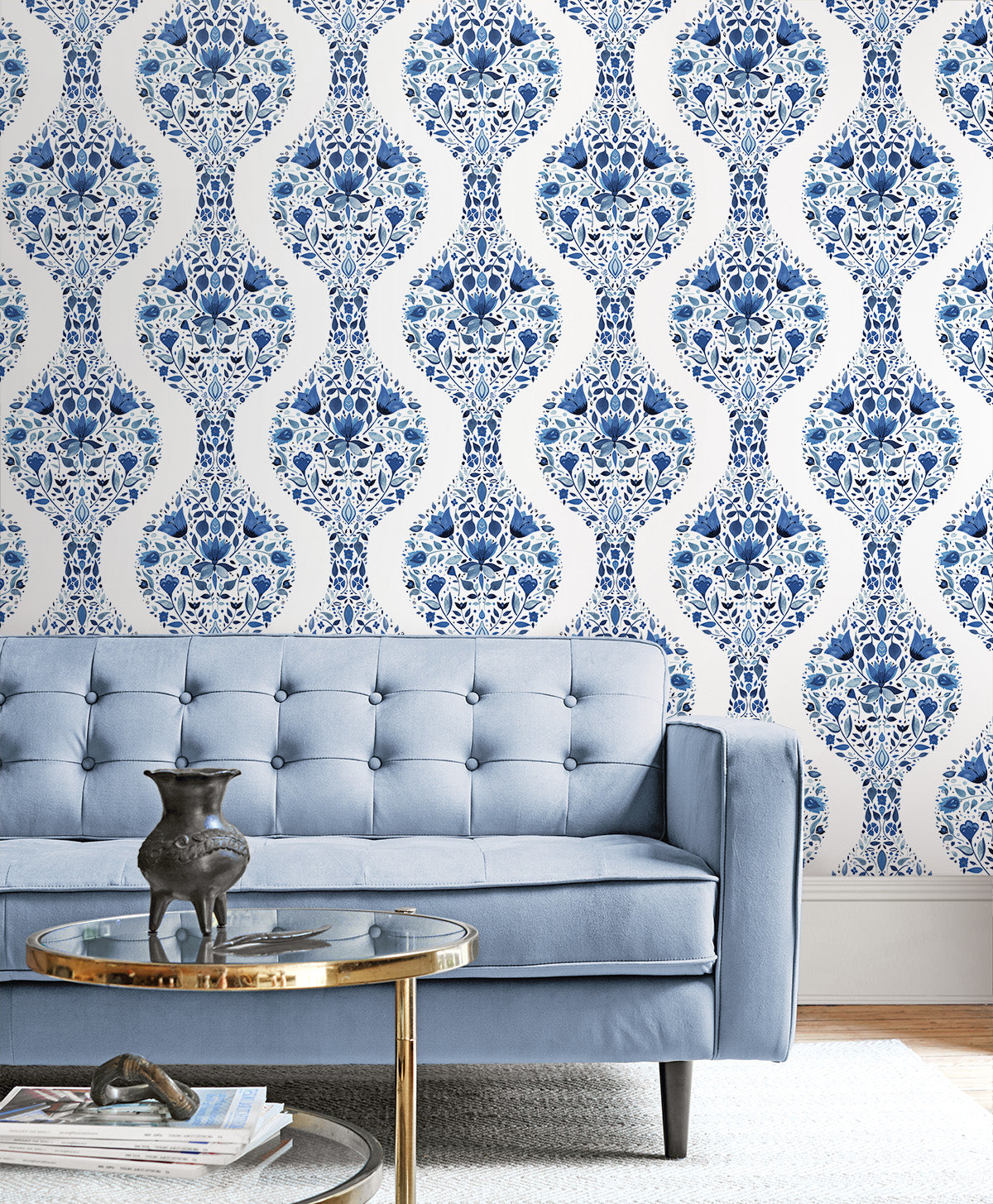 Floral Ogee Vinyl Wallpaper