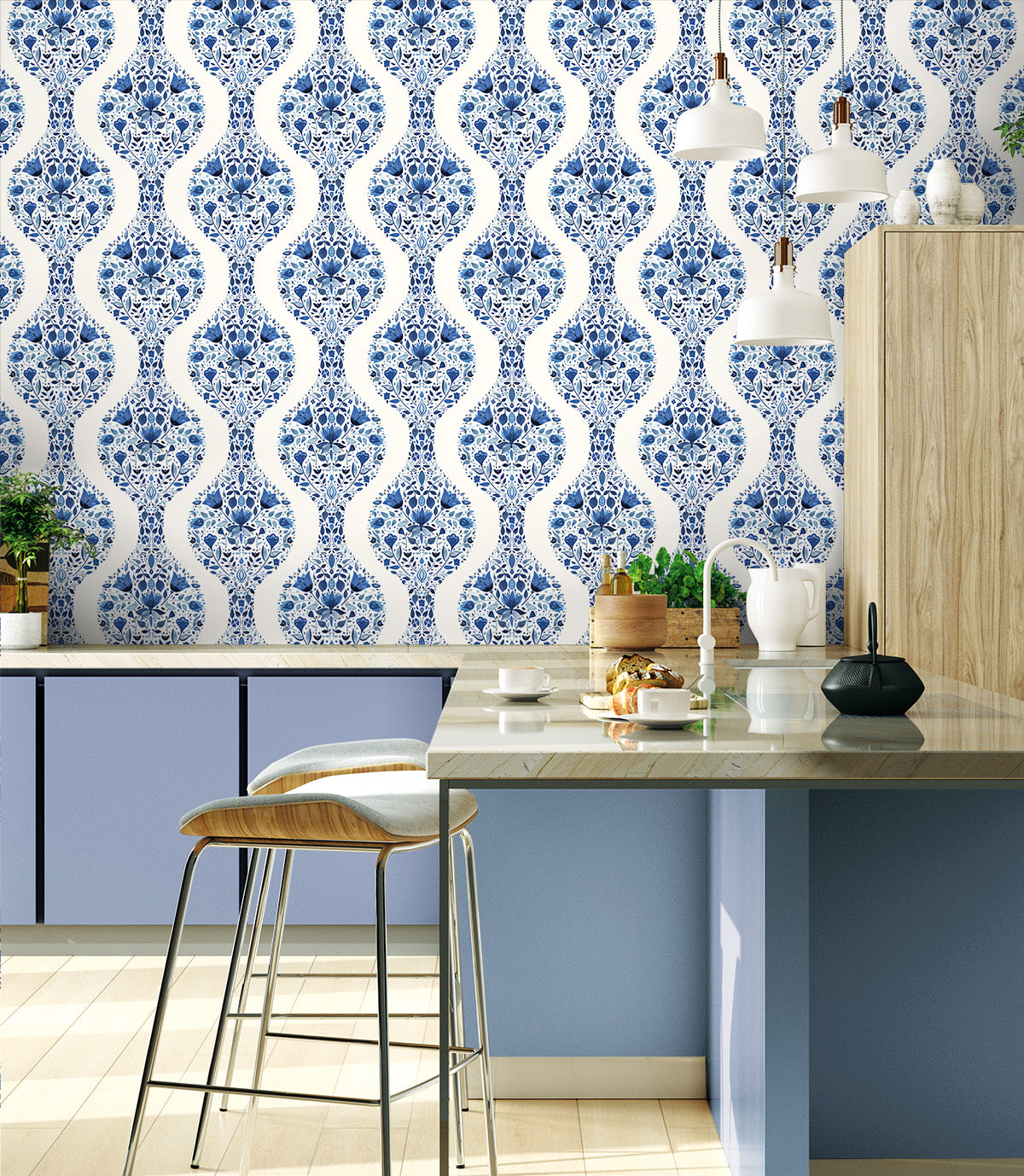 Floral Ogee Vinyl Wallpaper