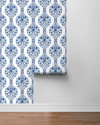 Floral Ogee Vinyl Wallpaper