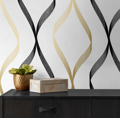 Ogee Ribbon Vinyl Wallpaper