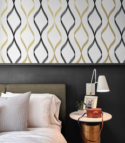 Ogee Ribbon Vinyl Wallpaper
