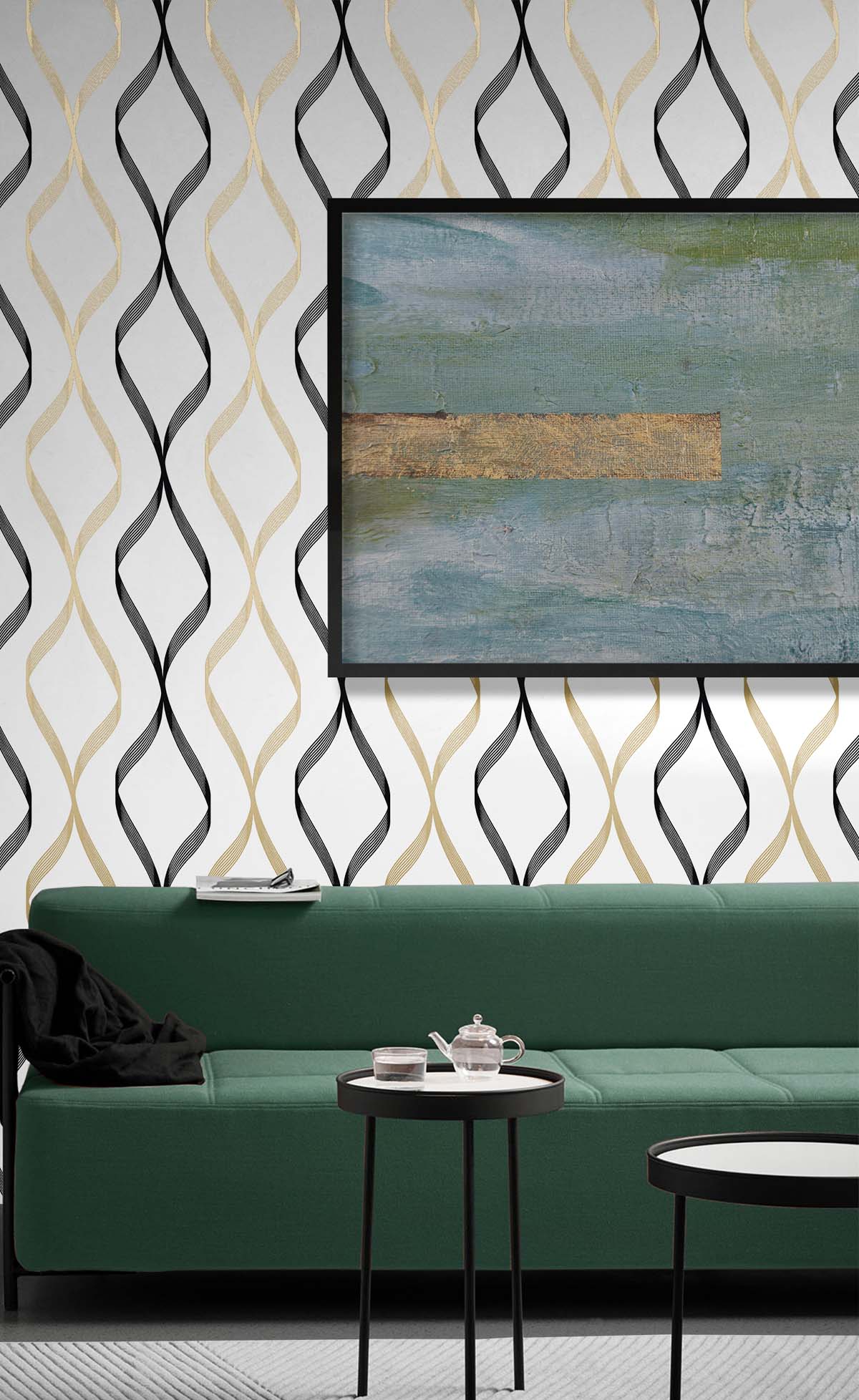 Ogee Ribbon Vinyl Wallpaper