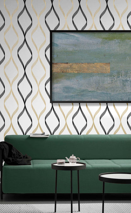 Ogee Ribbon Vinyl Wallpaper