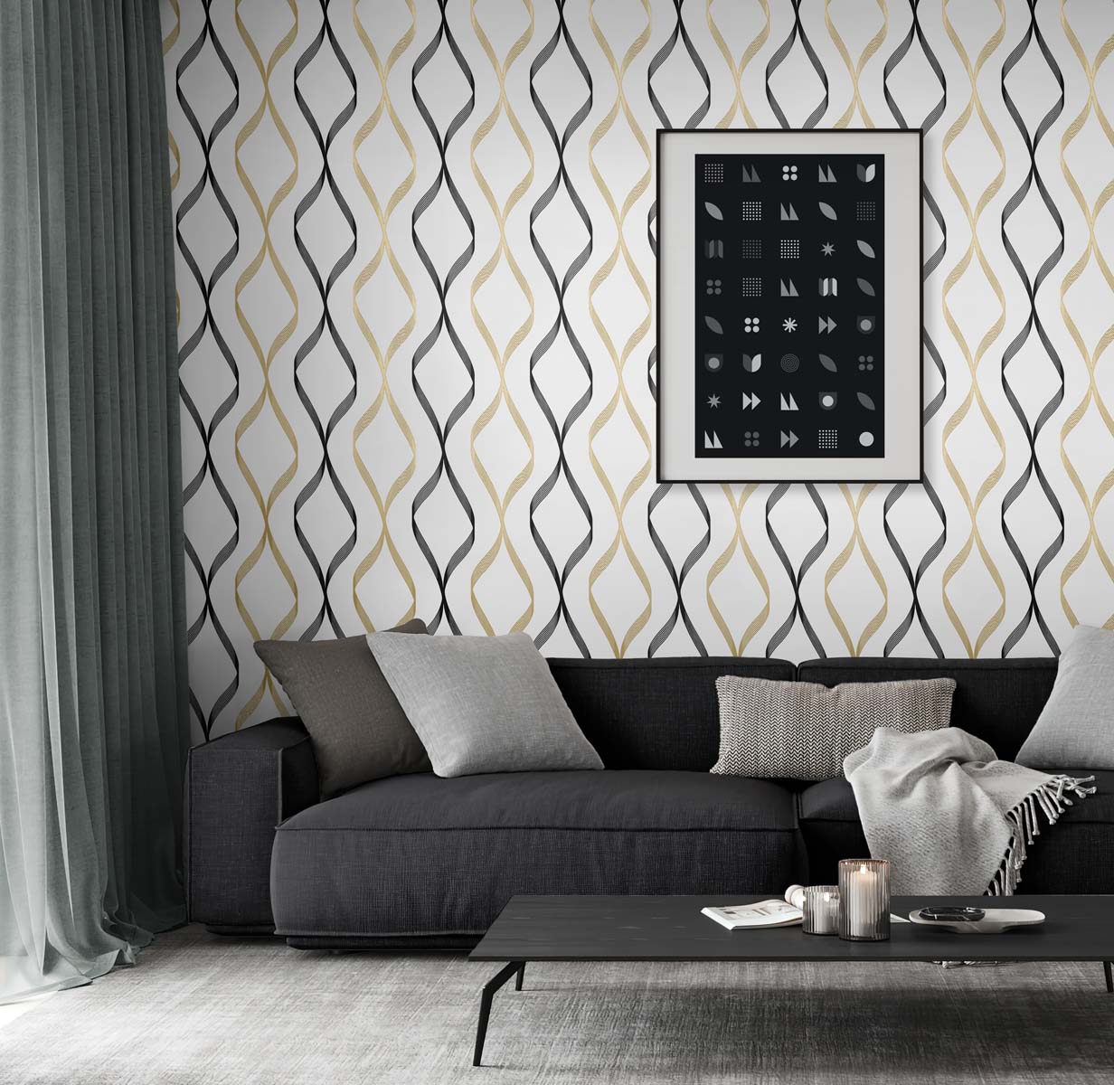 Ogee Ribbon Vinyl Wallpaper