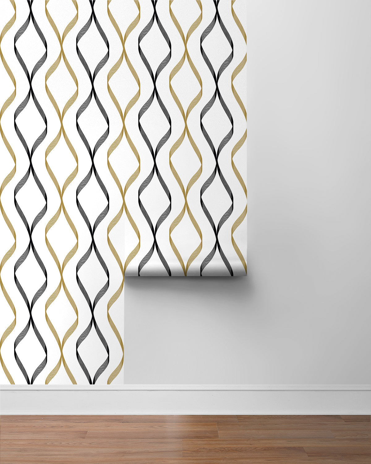 Ogee Ribbon Vinyl Wallpaper