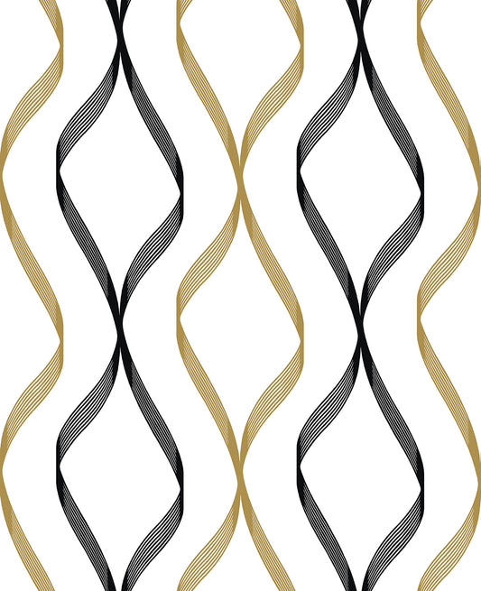 Ogee Ribbon Vinyl Wallpaper