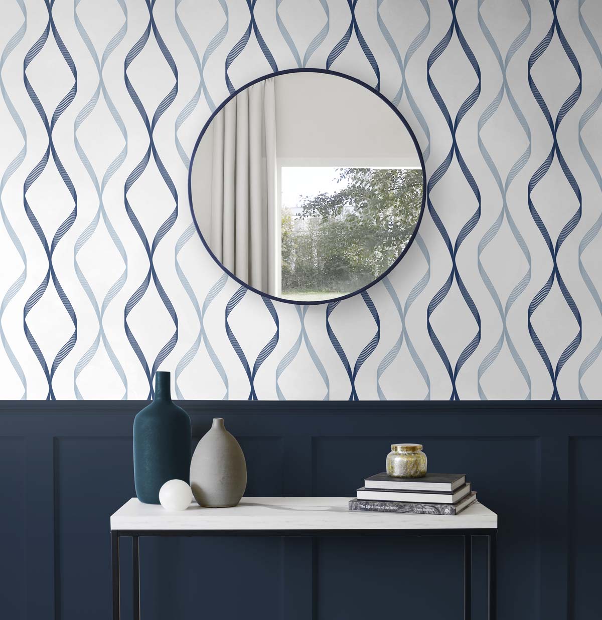 Ogee Ribbon Vinyl Wallpaper